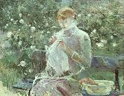 Berthe Morisot Young Woman Sewing in the Garden Sweden oil painting artist